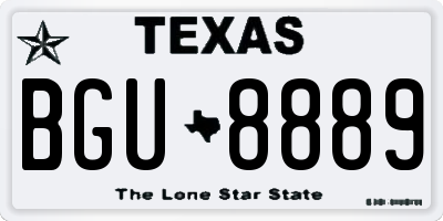 TX license plate BGU8889