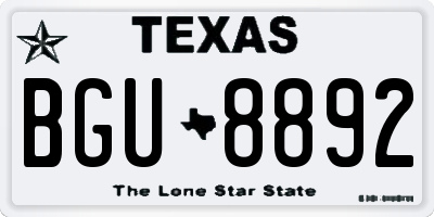 TX license plate BGU8892