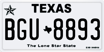 TX license plate BGU8893
