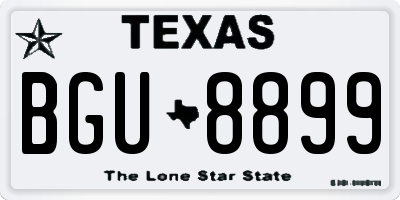 TX license plate BGU8899