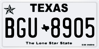 TX license plate BGU8905