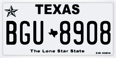 TX license plate BGU8908