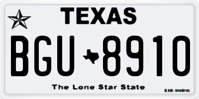 TX license plate BGU8910