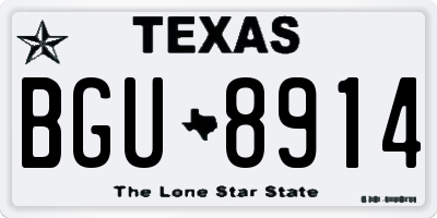 TX license plate BGU8914