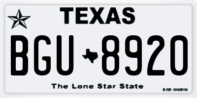 TX license plate BGU8920
