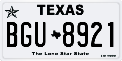 TX license plate BGU8921
