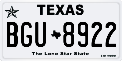 TX license plate BGU8922