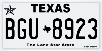 TX license plate BGU8923