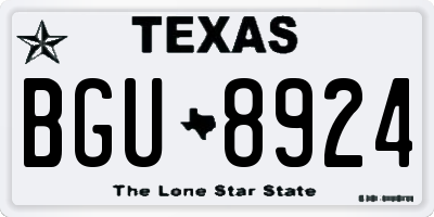 TX license plate BGU8924