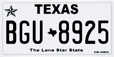 TX license plate BGU8925