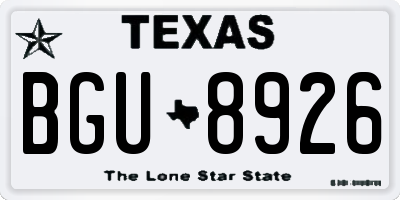 TX license plate BGU8926