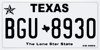 TX license plate BGU8930
