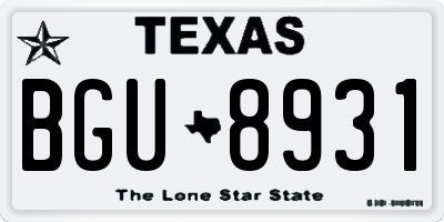 TX license plate BGU8931