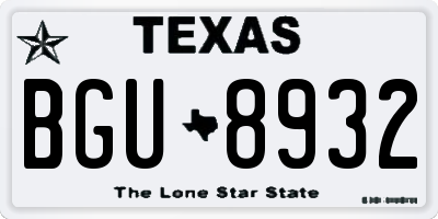 TX license plate BGU8932