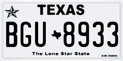 TX license plate BGU8933