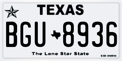 TX license plate BGU8936