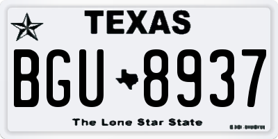 TX license plate BGU8937