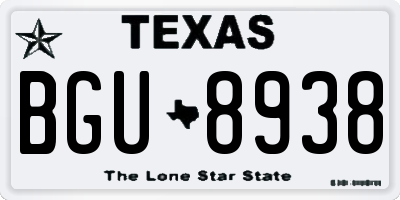 TX license plate BGU8938