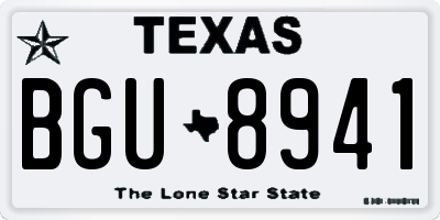 TX license plate BGU8941