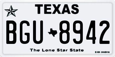 TX license plate BGU8942