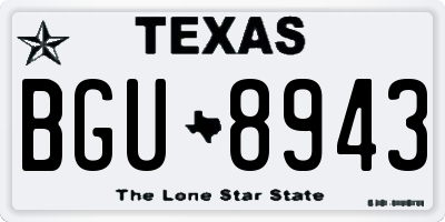 TX license plate BGU8943