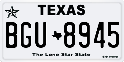 TX license plate BGU8945