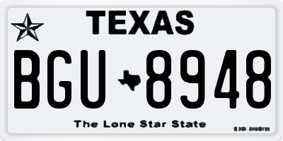 TX license plate BGU8948