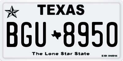 TX license plate BGU8950