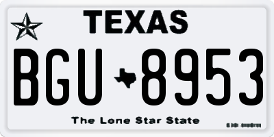 TX license plate BGU8953