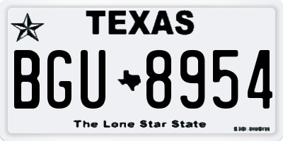 TX license plate BGU8954