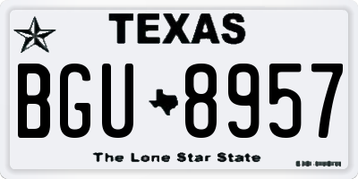 TX license plate BGU8957