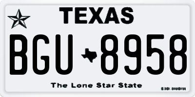 TX license plate BGU8958