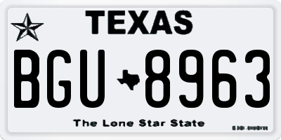 TX license plate BGU8963