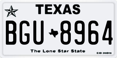TX license plate BGU8964