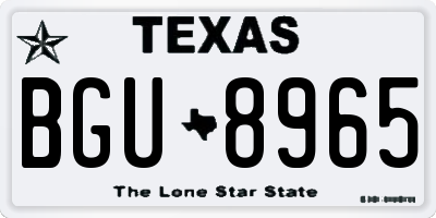 TX license plate BGU8965