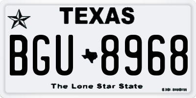 TX license plate BGU8968