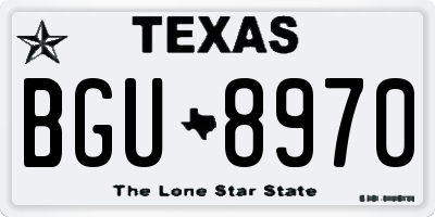 TX license plate BGU8970