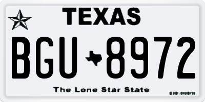TX license plate BGU8972