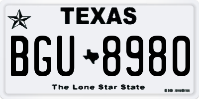TX license plate BGU8980