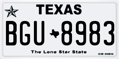 TX license plate BGU8983