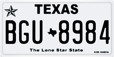 TX license plate BGU8984