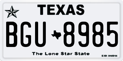 TX license plate BGU8985