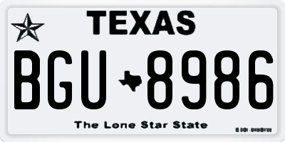 TX license plate BGU8986