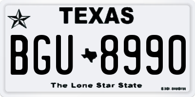 TX license plate BGU8990