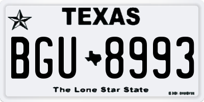 TX license plate BGU8993