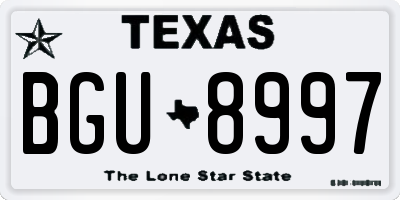 TX license plate BGU8997