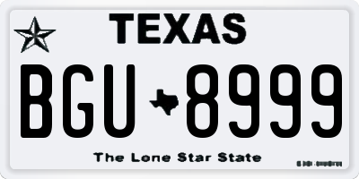 TX license plate BGU8999