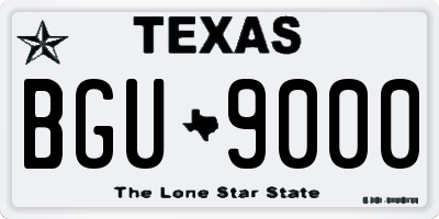 TX license plate BGU9000
