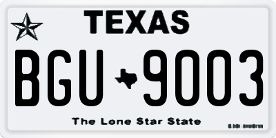 TX license plate BGU9003