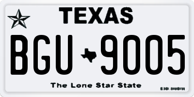TX license plate BGU9005